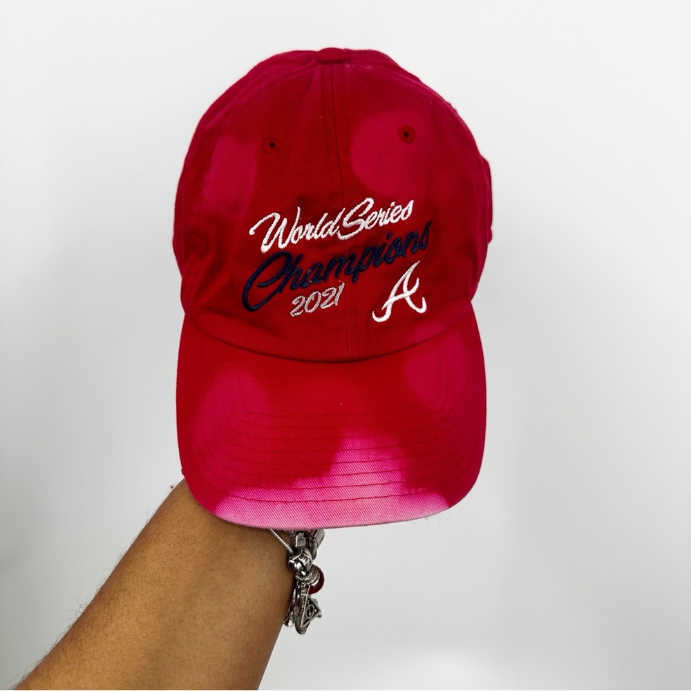 Atlanta Braves 2021 World Series Winner Custom Bleach Splatter Dad Hat OS